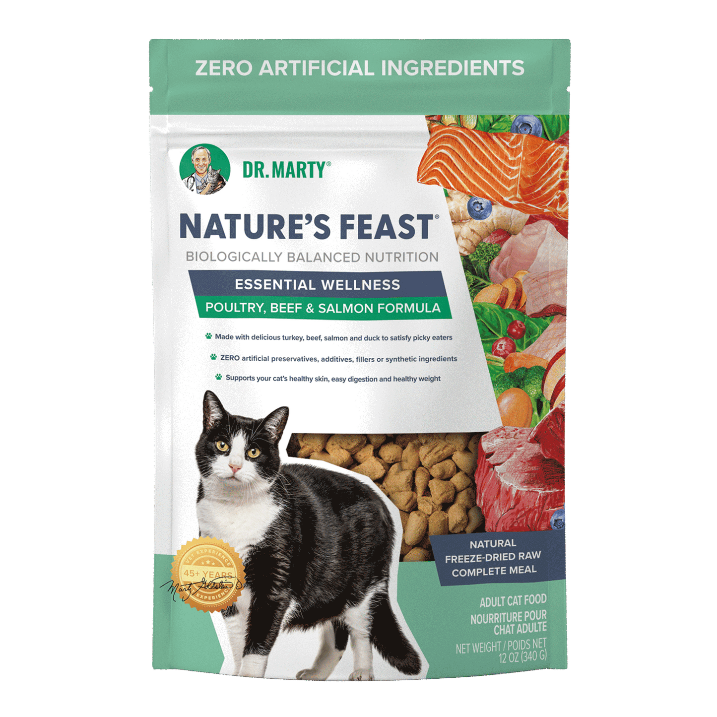 Dr. Marty Nature's Feast Essential Wellness Poultry, Beef & Salmon Formula Freeze-Dried Cat Food