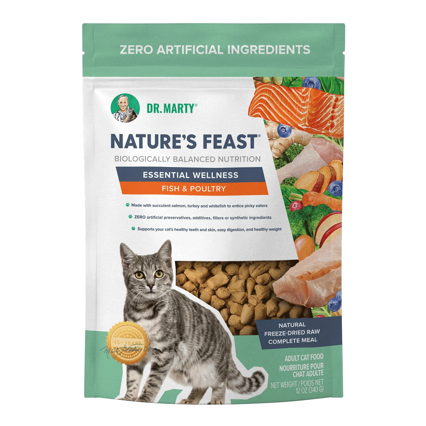 Dr. Marty Nature's Feast Essential Wellness Fish & Poultry Freeze-Dried Cat Food
