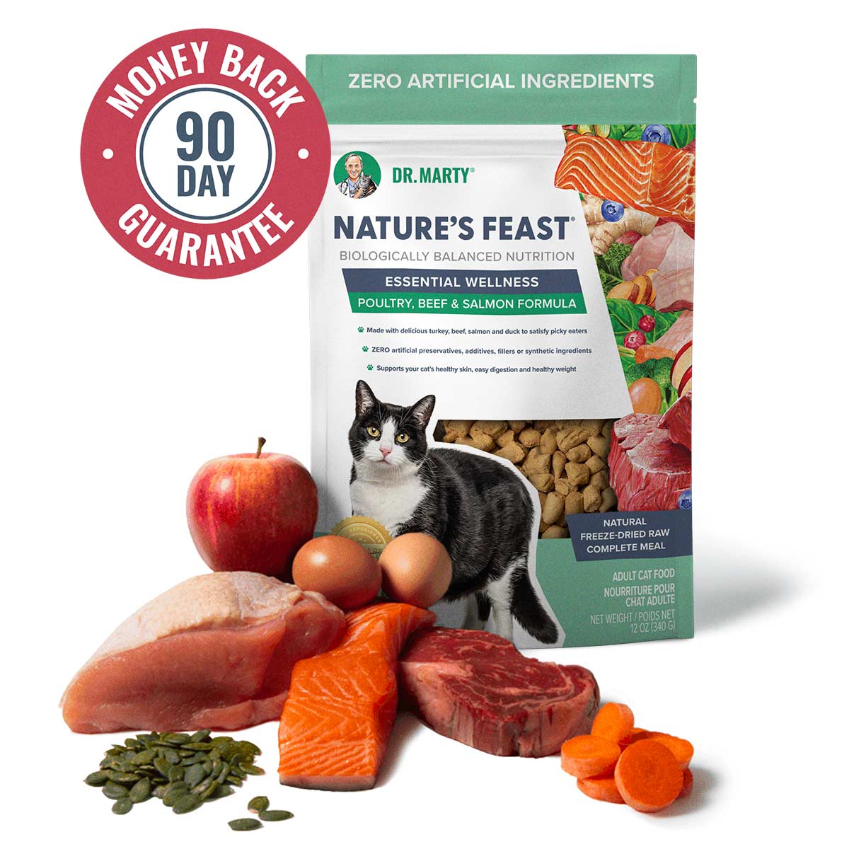 Dr. Marty Nature's Feast Essential Wellness Poultry, Beef & Salmon Formula Freeze-Dried Cat Food